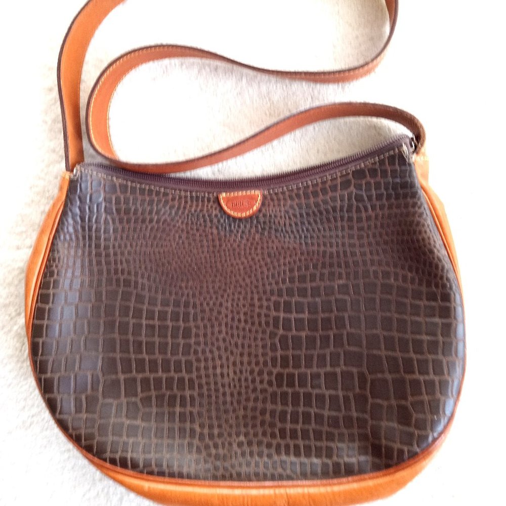 BRIC'S Croc-Embossed Leather Shoulder Bag